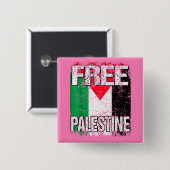 Vrije Palestijnse vlag Palestijnse trots Gaza Vierkante Button 5,1 Cm (Voorkant /achterkant)
