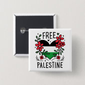 Vrije Palestijnse vlag Vierkante Button 5,1 Cm (Voorkant /achterkant)