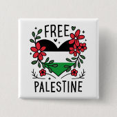 Vrije Palestijnse vlag Vierkante Button 5,1 Cm (Voorkant)