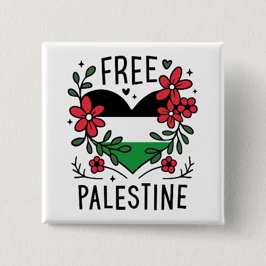 Vrije Palestijnse vlag Vierkante Button 5,1 Cm (Voorkant)