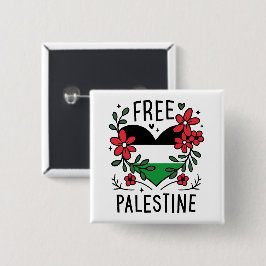 Vrije Palestijnse vlag Vierkante Button 5,1 Cm