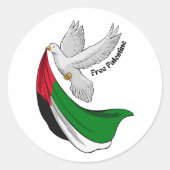 Vrije Palestijnse vlag Witte Duif Vrede Ronde Sticker (Voorkant)