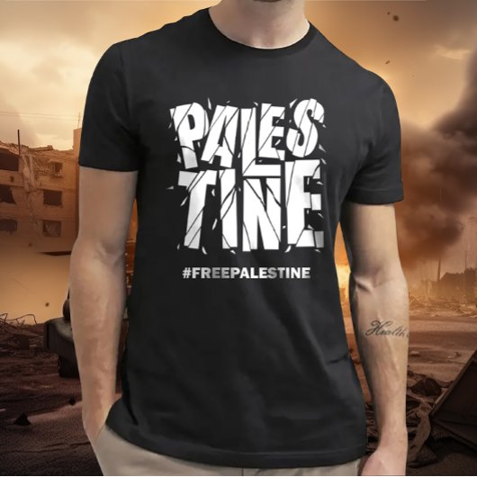 Vrije Palestina gekraakte typografie T-shirt