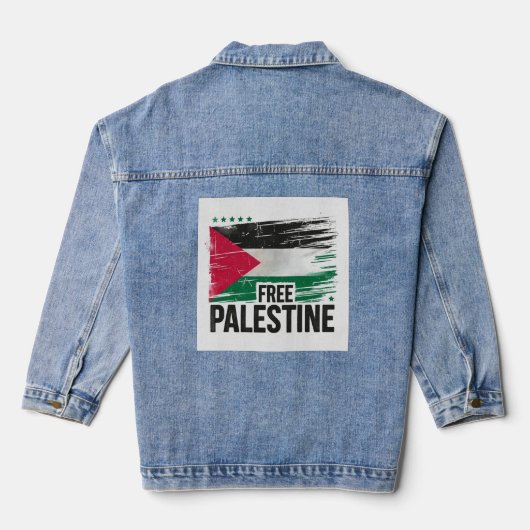 Vrije Palestina Steun Palestina Denim Jacket (Achterkant)