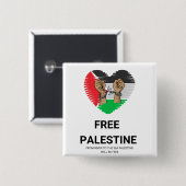 Vrije Palestina tekst Vierkante Button 5,1 Cm (Voorkant /achterkant)