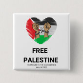 Vrije Palestina tekst Vierkante Button 5,1 Cm (Voorkant)
