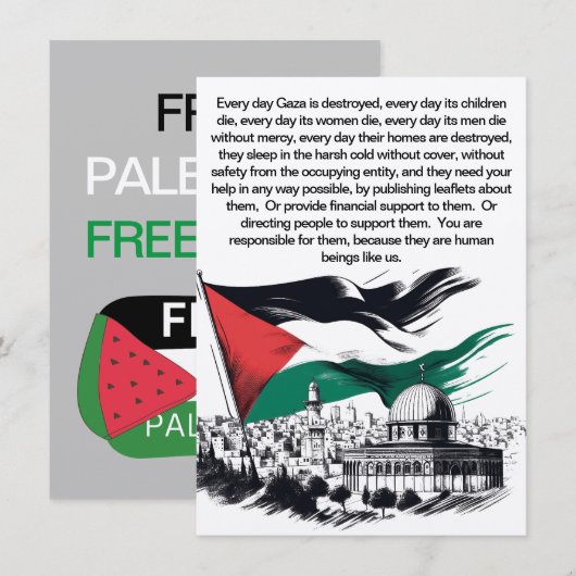 Vrije Palestina Uitnodiging (Voorkant / Achterkant)
