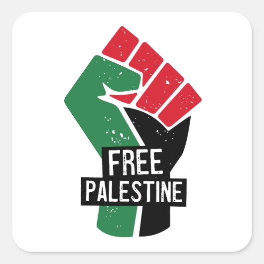 Vrije Palestina vuist Vierkante Sticker (Voorkant)