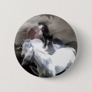 Vrije pauze - Wilde paarden Ronde Button 5,7 Cm