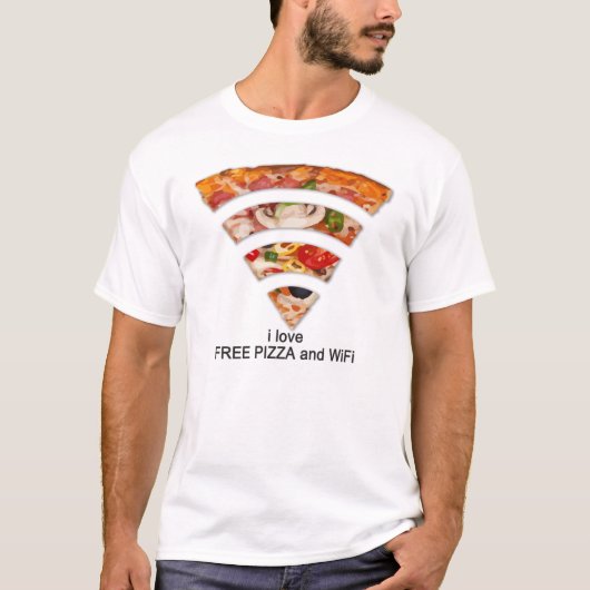 VRIJE PIZZA EN WIFI T-SHIRT (Voorkant)