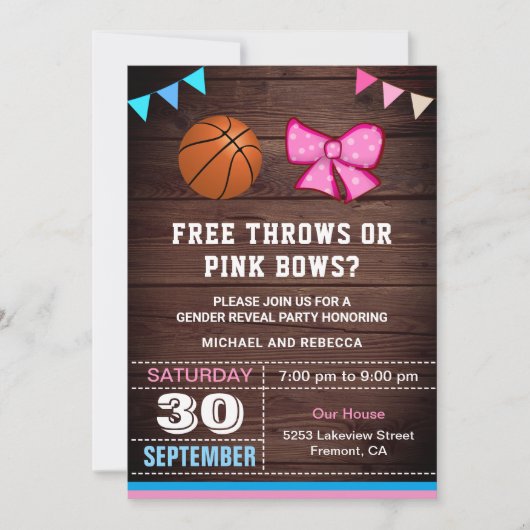 Vrije rijen of roze bogen Genderpartij Kaart (Voorkant)