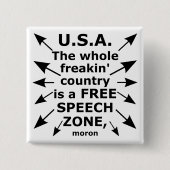 Vrije Speech Coast to Coast Vierkante Button 5,1 Cm (Voorkant)