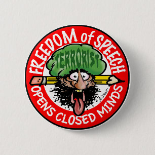 VRIJE SPEECH! RONDE BUTTON 5,7 CM