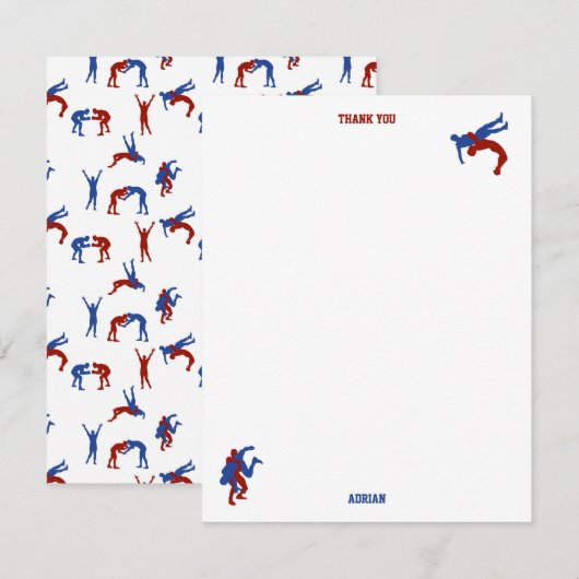 Vrije stijl Greco-Romeins worstelen Aangepaste naa Bedankkaart (Voorkant / Achterkant)