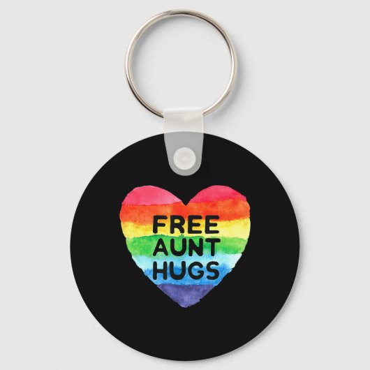 Vrije tante Hugs LGBT Flag Pride Awareness Month R Sleutelhanger (Voorkant)