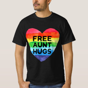 Vrije tante Hugs LGBT Flag Pride Awareness Month R T-shirt