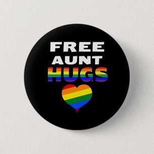 Vrije tante Hugs LGBT tante Gay Pride Lesbian Prid Ronde Button 5,7 Cm
