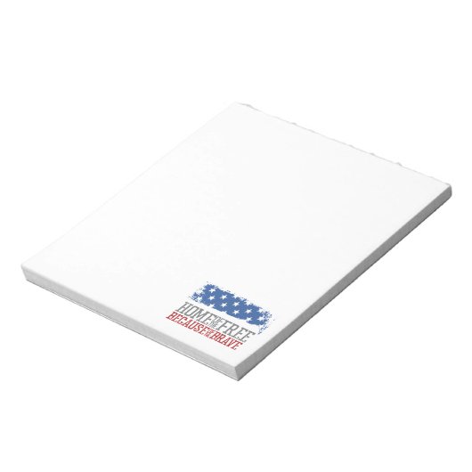 Vrije thuis vanwege de moedige Amerikaanse vlag Notitieblok (Linkerzijde)