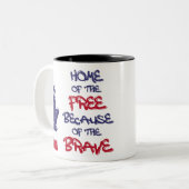 Vrije thuis vanwege het dappere teken tweekleurige koffiemok (Voorkant links)