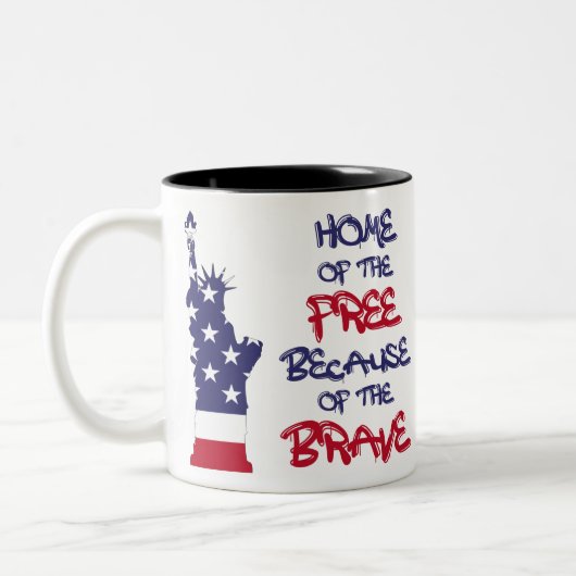 Vrije thuis vanwege het dappere teken tweekleurige koffiemok (Links)