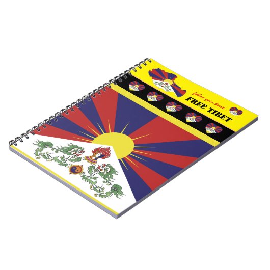 Vrije Tibet en Tibetaanse vlag, Kaart, Hart /Tibet Notitieboek (Linkerzijde)