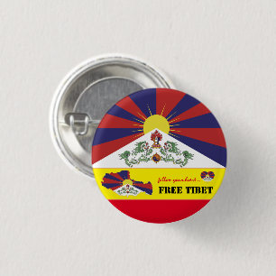 Vrije Tibet en Tibetaanse vlag, Kaart, Hart /Tibet Ronde Button 3,2 Cm