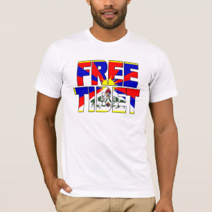 Vrije Tibetaanse letters gesneden van vlag T-shirt