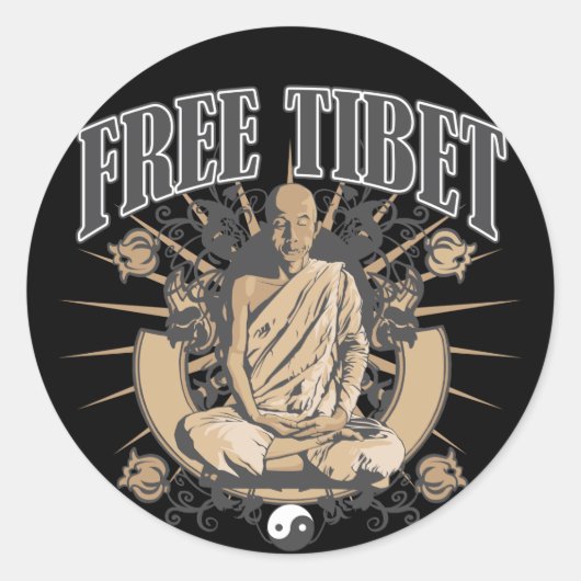 Vrije Tibetaanse monnik Ronde Sticker (Voorkant)