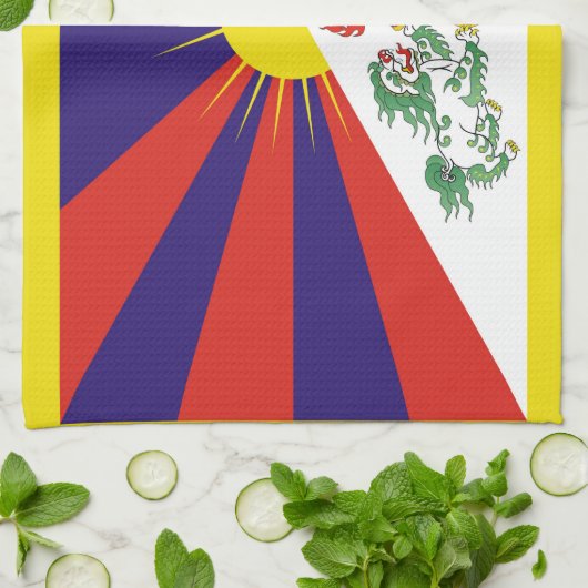 Vrije Tibetaanse vlag Theedoek (Gevouwen)