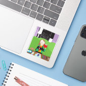 Vrije Tijd Sticker (Laptop met iPhone)
