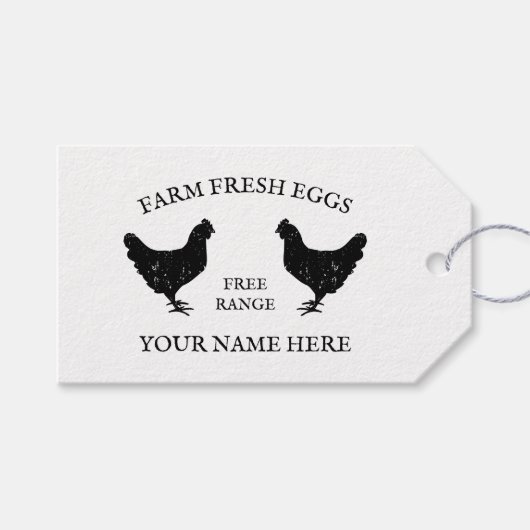 Vrije uitloop boerderij verse eieren kip silhouet cadeaulabel (Voorkant (Horizontaal))