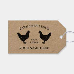 Vrije uitloop boerderij verse eieren kip silhouet cadeaulabel