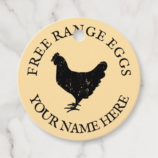 Vrije uitloop boerderij verse eieren kippensilhoue bedankjes labels (Voorkant)