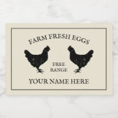 Vrije uitloop boerderij verse eieren kippensilhoue voedselcontainer etiket (Enkel label)