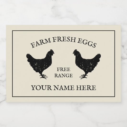 Vrije uitloop boerderij verse eieren kippensilhoue voedselcontainer etiket (Enkel label)