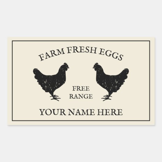 Vrije uitloop boerderij verse eieren rustieke kipp rechthoekige sticker (Voorkant)