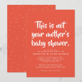 Vrije virtuele baby shower-uitnodiging in koraal (Voorkant / Achterkant)