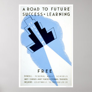 Vrije Volwassen Scholen 1938 WPA Poster