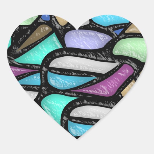 Vrije vorm loodglas (hartvormige Stickers) Hart Sticker (Voorkant)