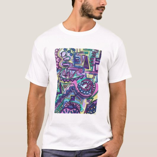 Vrije wil-hand gekleurde moderne geometrische kuns t-shirt (Voorkant)