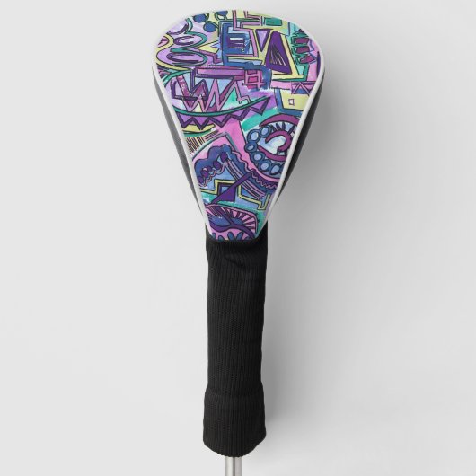 Vrije Wil-Handgeschilderde Abstracte Kunst Golfheadcover (Voorkant)
