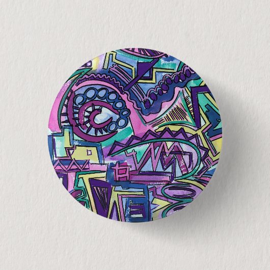 Vrije Wil-Handgeschilderde Abstracte Kunst Ronde Button 3,2 Cm (Voorkant)