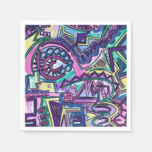 Vrije Wil-Handgeschilderde Abstracte Kunst Servet