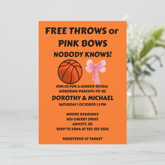 Vrije worpen of roze strikken geslacht onthulling  kaart (Staand voorkant)