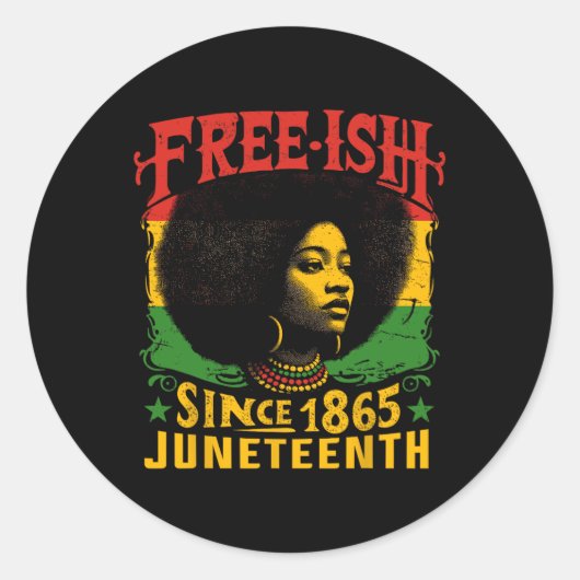 Vrije Zwarte Geschiedenis Juneteenth Freedom Emanc Ronde Sticker (Voorkant)