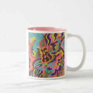 "Vrijgave" Oorspronkelijk abstract Tweekleurige Koffiemok