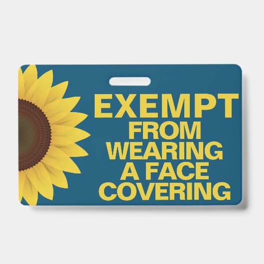 Vrijgesteld van gezichtsbedekking zonnebloembadge badge (Voorzijde)