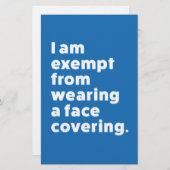 Vrijgesteld van het dragen van een gezichtsbedekki briefpapier (Voorkant / Achterkant)