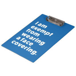 Vrijgesteld van het dragen van een gezichtsbedekki klembord