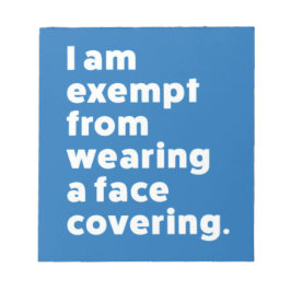 Vrijgesteld van het dragen van een gezichtsbedekki notitieblok